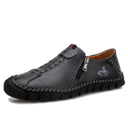 Autumn new casual leather shoes men's hand -sewed bean shoes business formal soft bottom men's shoes
