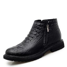 Autumn new men's boots high -top short -handic crocodile pattern Chelsea boots Korean side zipper men's leather boots