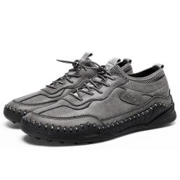 Autumn new men's casual leather shoes large handmade casual shoes breathable business leather men's shoes