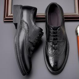 BLOK men's shoes leather business dress British carved men's leather shoes strap breathable trend Oxford shoes wholesale
