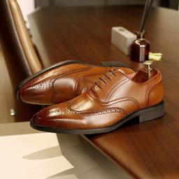 BLoke carving shoes male tape men's leather shoes business men's shoes rubber bottom shoes men's Oxford shoes