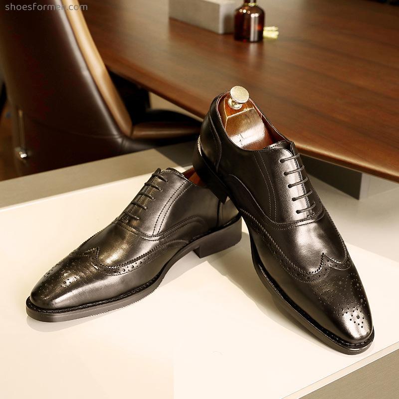 BLoke carving shoes men's elegant men's shoes business men's shoes rubber bottom shoes male large size men's Oxford shoes