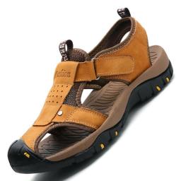 Baotou men's sandals hollow fashion tide shoes outdoor beach driving shoes men's wading men's sandals