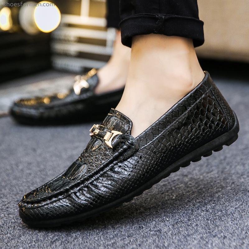 Bean shoes men's spring new crocodile lazy shoes a pedal leisure