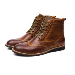 British large -size high -top shoes retro scratching workers Brock header cowhide boots