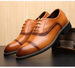 British men's conventional leather shoes suit leather retro shoes pointed wedding shoes with shoes