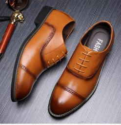 British Men's Conventional Leather Shoes Suit Men's Shoes Retro Shoes Men's Handmade Pointed Wedding Shoes