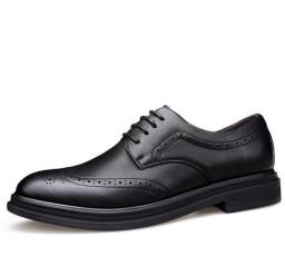 Brock men's shoes Korean version of British shoes leisure business format for cowhide shoes men's breathable black wedding shoes
