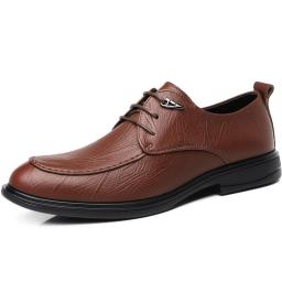 Business casual leather shoes men's shoes four seasons shoes thick bottom professional work shoes wedding toe -toe layer cowhide format shoes and leather shoes men