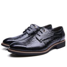 Business dress leather men's shoes crocodile cozy casual young wedding shoes British fashion pointed shoes