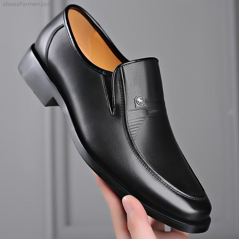Business formal leather shoes men's single shoes men's shoes spring and autumn middle -aged Korean casual air -breathable men's dad shoes