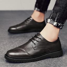 Casual leather shoes spring new hairstyle personality British wind trend men's business black wedding format tide shoes