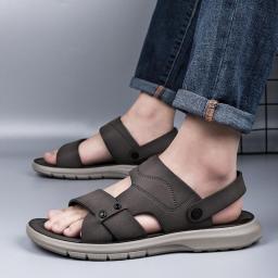 Casual sandals men 2022 summer leather men's beach shoes soft bottom Korean version of the trend sandal slippers men two wearing thick bottom