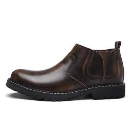 Chelsea boots men's cowhide high -top British low -top boots leather boots in winter plus velvet Martin boots gang retro men