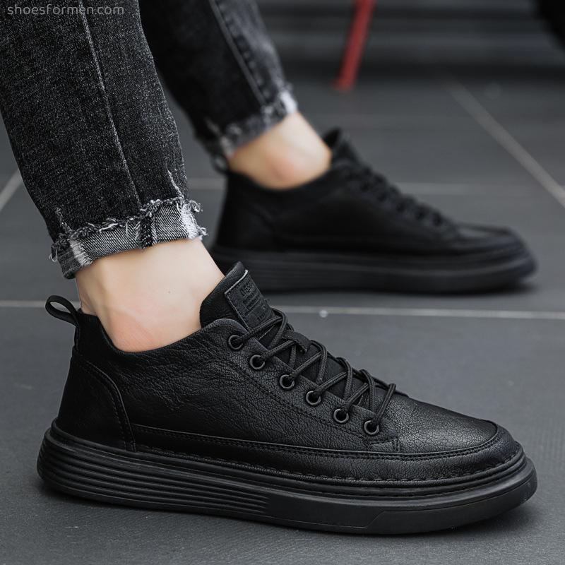 Classic black mid -sneakers with velvet leather shoes casual warm men's shoes winter outdoor versatile sports shoes