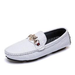 Crocodile pattern casual leather shoes men's tide shoes, one pedal lazy shoes driving shoes large size cowhide men's shoes bean shoes