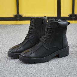 Cross-border New Men's Leather Boots Pointed High Help Boots Korean Version Of The Trend British Wind Leather Boots Men's Shoes Martin Boots