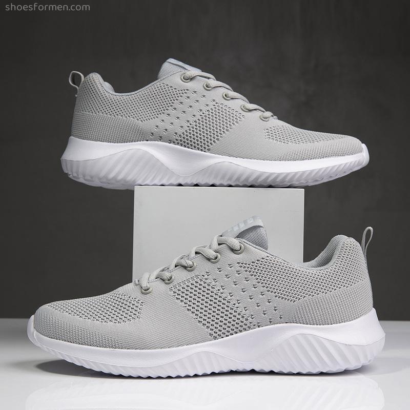 Cross-border spring men's shoes breathable lightweight flying fabrics men's sports casual shoes mesh net shoes men's 48 large size shoes