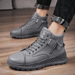 Daily casual Korean version of Martin boots thick bottom increase shoes fashion men's shoes trend plate shoes zipper zipper new models