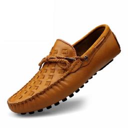Doudou shoes men's leather soft bottom Korean version of loafers, men's leather case, kick lazy shoes men's trend