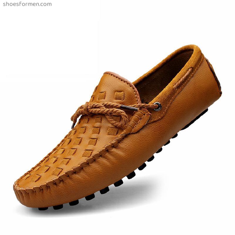 Doudou shoes men's leather soft bottom Korean version of loafers, men's leather case, kick lazy shoes men's trend