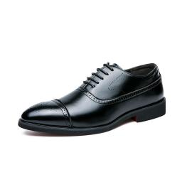 Dress-fit pointed shoes large size Bulloke carving banquet Oxford shoes business casual lace men's shoes
