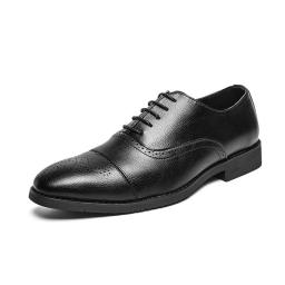 Dressing professional leather shoes men's solid color business leisure Oxford shoes Bulloke carving men's shoes