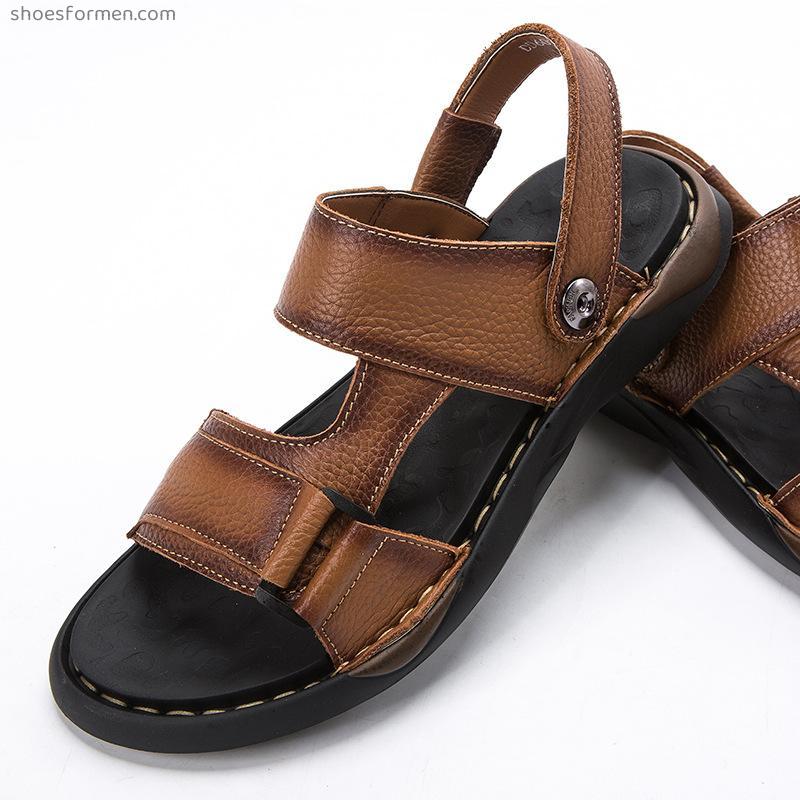 Explosion model 2022 summer new men's sandals leather light soft deck two hands-on-line men's shoes
