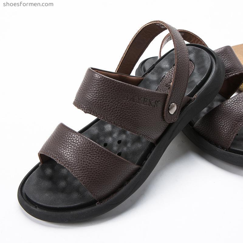 Explosion models 2022 summer new men's sandals leather soft and comfortable two hands-on-line men's shoes