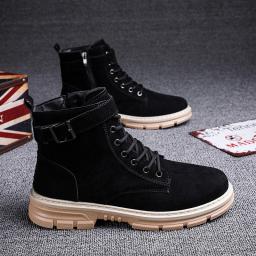 Fashion personality with Martin boots thick bottom high -top zipper boot retro casual men's shoes autumn and winter