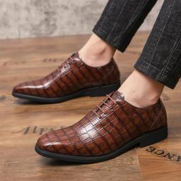Fashion Shoes Men's Summer Breathable Crocodile Pattern Bright Face Casual Shoes Tide Card Wedding Photography Wedding Shoes