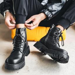 Ferdin boots Male cool winter British Wind locomotive handsome trend wild work shoes black high -top leather shoes