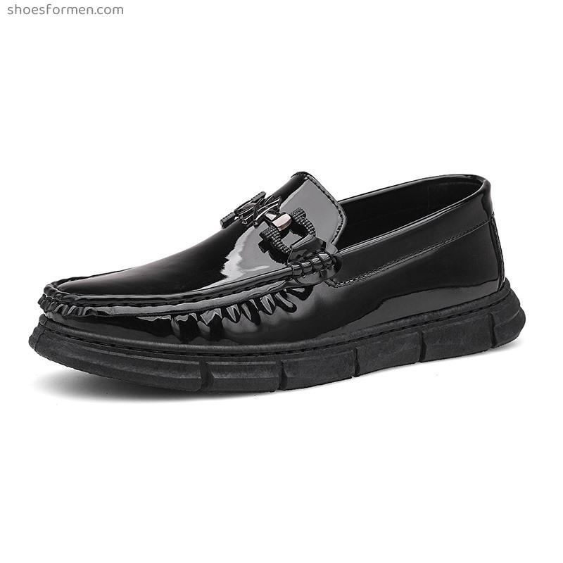 Four seasons casual leather shoes male bright face youth tide shoes driving shoes one foot kick lazy shoes bean bean shoes small leather shoes men's shoes