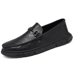 Four seasons casual leather shoes men's flat bottom driving shoes one foot kick lazy shoes youth tide shoes bean bean shoes men's shoes small leather shoes