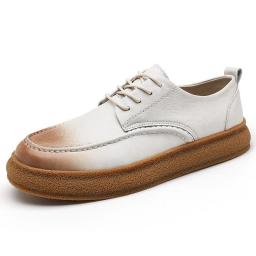 Four seasons retro cowhide men's shoes casual fashion versatile light breathable color, low -top small board shoes