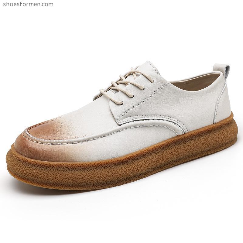 Four seasons retro cowhide men's shoes casual fashion versatile light breathable color, low -top small board shoes