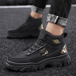 Gao Gang Super Fiber Leather Boot British style worker leisure Martin boots thick bottom men's shoes street autumn and winter new