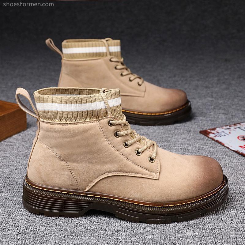 Gradient color trendy casual men's shoes thick bottom high -top flying mouth Martin boots youth worker boots
