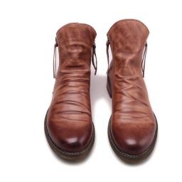HPIOPL Quality Cross-border New Double-side Zipper Anti-slip Bottom Men's Boots Men's Shoes Boots Men's Leather Boots Large Size