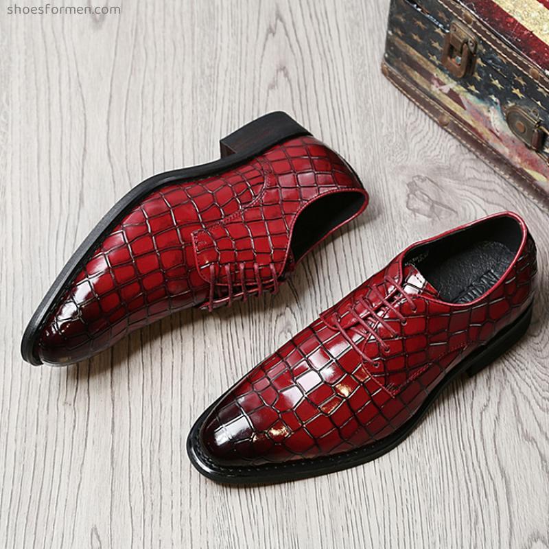 Head layer cowhide new business faculty shoes men's gentleman office casual leather shoes crocodile pattern