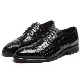 Head Layer Cowhide New Business Faculty Shoes Men's Gentleman Office Casual Leather Shoes Crocodile Pattern