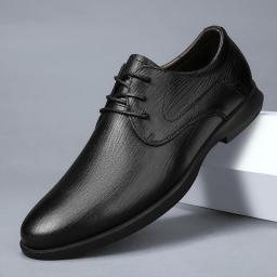 Head layer leather fashion black business dress leather shoes male British low-top casual driving small leather shoes large size men's shoes