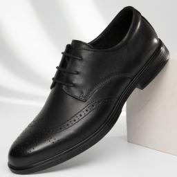 Head layer leather fashion casual Bullock shoes men's British black low-top business faculty shoes men