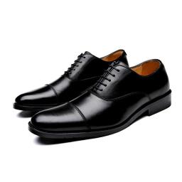 Head layer leather handmade new autumn three joint business facial shoes men's leather breathable British Oxford shoes