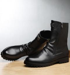 High -Gang Sho Men's 2022 Korean Trend British Vintage Retro Gangs Tide Men's Sweet Shoes Leather Boots Martin Boots