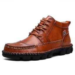 High -tech men's Korean version of trendy short boots Martin shoes men's internal increase of retro leisure British work leather shoes