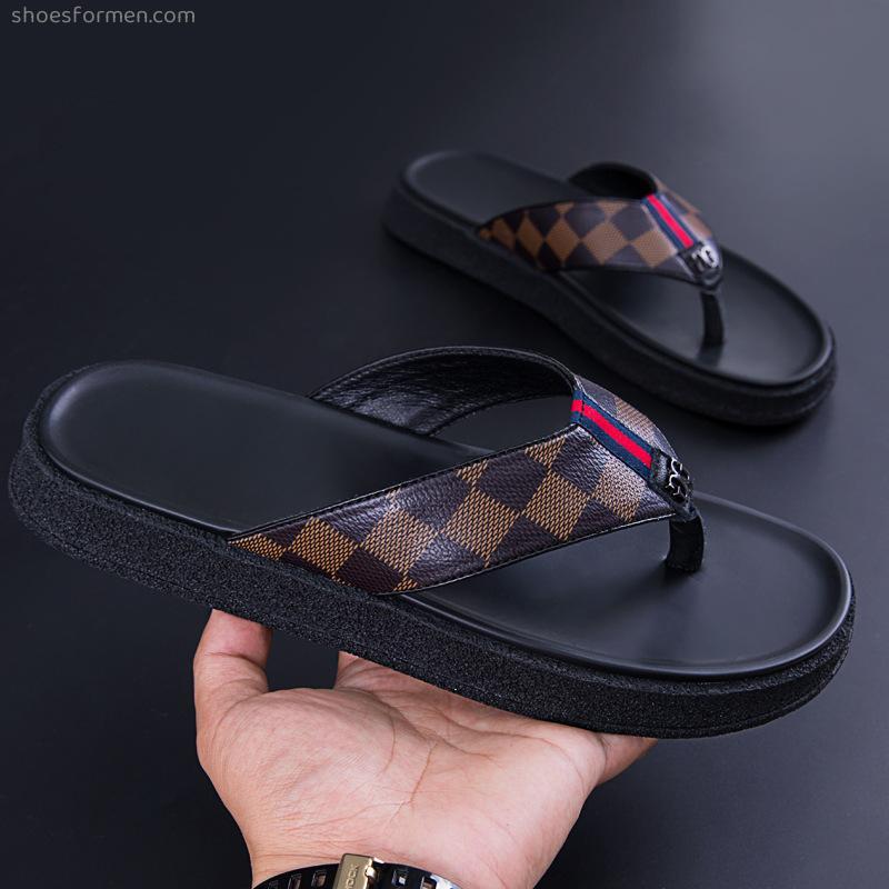 Human characters Drag Men's summer new outer wearing non -slip shoes men's trend leather men's beach sandals and slippers outdoors