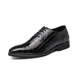 Japanese minimalist business casual leather shoes men's large size dress stone pattern Oxford shoes Korean version of the solid color shoes