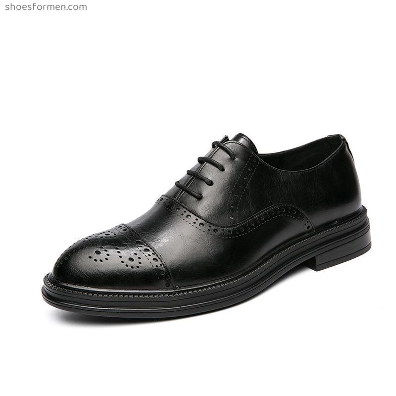 Japanese minimalist men's business Oxford shoes large size dress BLoke carving shoes British pure color men's shoes