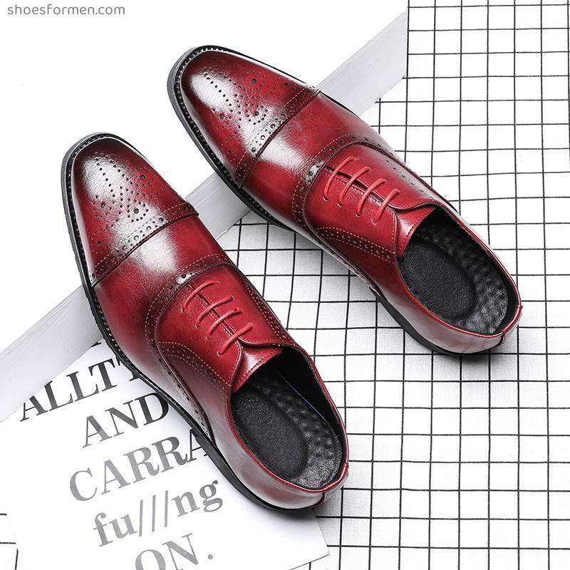 Korean version of the breathable solid special skin shoes men's Bolk carving business in Derby handmade men's shoes British wedding shoes men